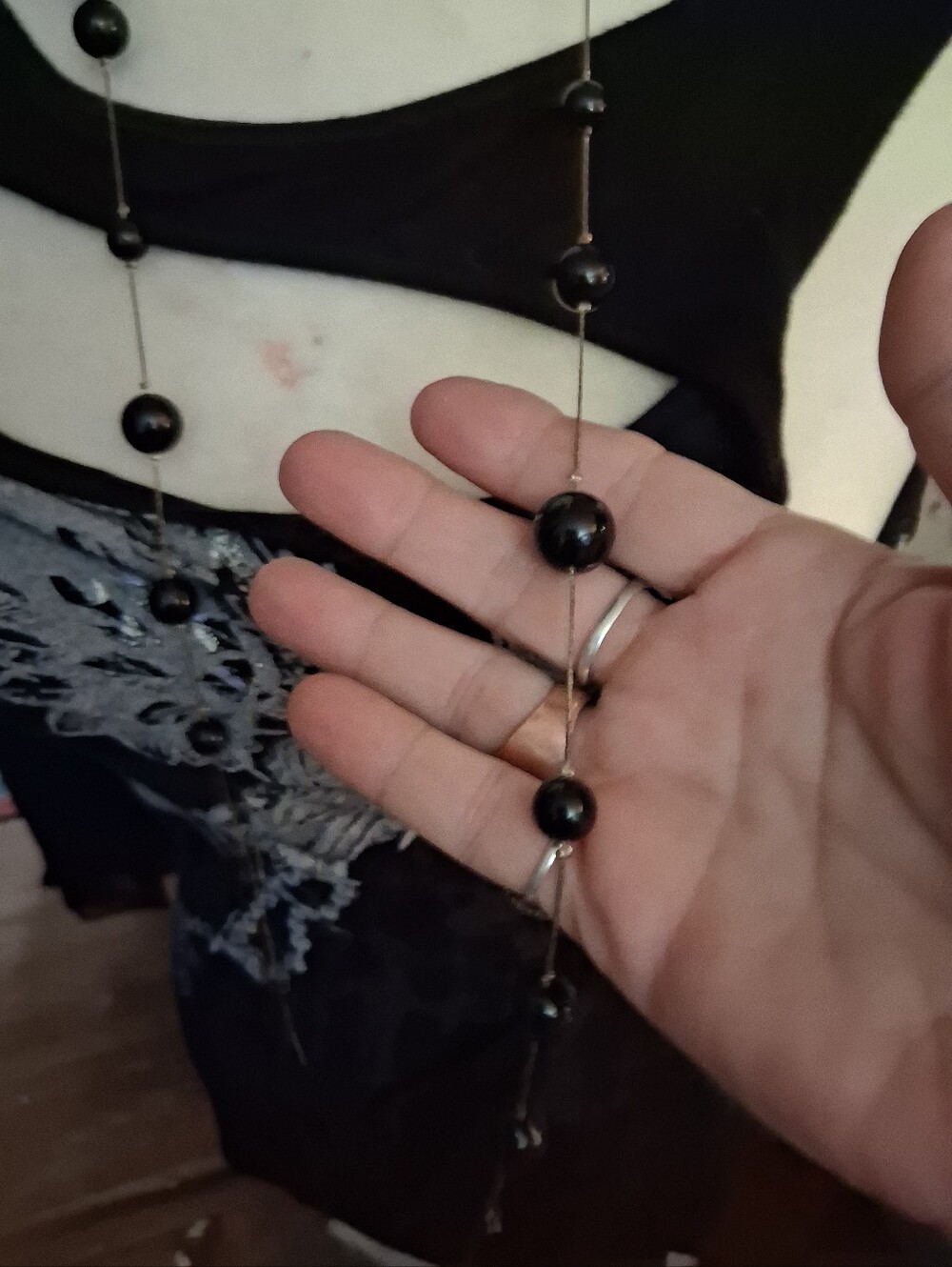 Black Beaded Women's Necklace - Elegant Long Strand
